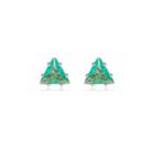 Brinco Ponto de Luz Triangular Verde Cravejado Banhado a Prata 925
