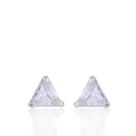 Brinco ponto de luz triângulo cristal 4mm prata