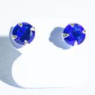 Brinco Ponto de Luz Zircônia Safira Azul 5mm Prata 925