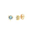 Brinco Ponto Luz 6mm Aqua Zircônia Folheado A Ouro Feminino Brinco Ponto Luz 6mm Aqua Zircônia Folheado A Ouro Feminino