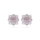 Brinco Ponto Luz Quadrado Rosa Aço Inox