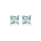 Brinco Ponto Luz Zircônia Carrê Água Marinha 7mm - Prata 925