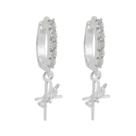 Brinco Prata 925 Argola com a Palavra Fé e com pedras de Microzircônias cravadas Brinco Prata 925 Argola com a Palavra Fé e com pedras de Microzircônias cravadas