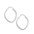 Brinco Prata 925 Argola Oval Feminina 2cm Fio Quadrado