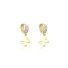 Brinco Prata 925 Argolinha 8mm Borboleta Banho Ouro 18k