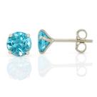 Brinco Prata 925 Pedra Zircônia Legítima Garantia Azul 6mm