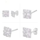 Brinco Prata 925 Zirconia Quadrado Cristal 10mm