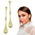 Brinco PRI Style Folheado A Ouro 18K Antialérgico Com Adereços Em Forma De Gota Brinco PRI Style Folheado A Ouro 18K Antialérgico Com Adereços Em Forma De Gota
