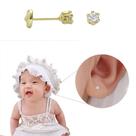 Brinco PRI Style Infantil (Ou 2º Furo) Folheado A Ouro 18K Antialérgico Com Zircônia E Tarraxa Baby Brinco PRI Style Infantil (Ou 2º Furo) Folheado A Ouro 18K Antialérgico Com Zircônia E Tarraxa Baby