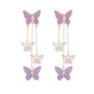 Brinco PUBBCIA Borboleta Roxa com Cristal e Franja Brinco PUBBCIA Borboleta Roxa com Cristal e Franja
