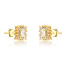 Brinco Quadrado Ponto de Luz Atraktiva Banhado a Ouro 18k