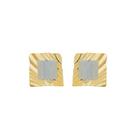 Brinco quadrado texturizado lara folheado a ouro 18k folheado em ródio branco