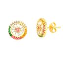 Brinco Redondo Micro Zirconias Coloridas Dourado Lizzy Fatin Brinco Redondo Micro Zirconias Coloridas Dourado Lizzy Fatin