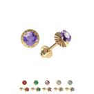 Brinco Redondo Ondulado com Pedra Colorida Pedra 3mm Ouro 18k FSR30BK050