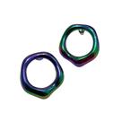 Brinco Redondo Orgânico Roxo Boreal com Base em Aço Inox