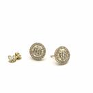 Brinco Redondo Ouro Amarelo 18k Cravejado com Diamante Brilhante Natural Pizza 1.1cm -11mm