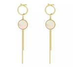 Brinco Redondo Pingente Pedra Fio Dourado