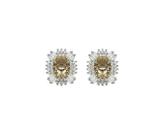 Brinco Retangular Baguetado com Pedra Central Topázio Imperial - Joia Elegante Brinco Retangular Baguetado com Pedra Central Topázio Imperial - Joia Elegante