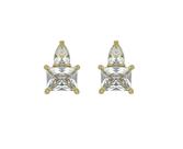 Brinco Retangular com Gota de Cristal Banhado a Ouro - Zircônia
