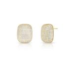 Brinco Retangular Cravejado Banhado a Ouro com Zircônia - 2,3 cm x 1,8 cm
