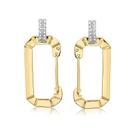 Brinco Retangular Estilo Fecho Folheado A Ouro 18k