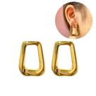 Brinco Retangular Geométrico Vazado Texturizado Dourado Moda Brinco Retangular Geométrico Vazado Texturizado Dourado Moda