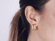 Brinco Retangular grande banhado a Ouro 18K Brinco Retangular grande banhado a Ouro 18K