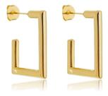 Brinco Retangular Kate Liso Médio banhado em ouro 18k Brinco Retangular Kate Liso Médio banhado em ouro 18k