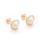 Brinco Rococó Pérola Natural 6mm Ouro 18k + Caixa Veludo Brinco Rococó Pérola Natural 6mm Ouro 18k + Caixa Veludo