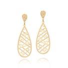 Brinco Rommanel 524482 Folheado Ouro Formado Por Gota Vazada