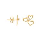 Brinco Rommanel Coraçoes Zirconia Banhado a ouro 5255690006