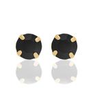 Brinco Rommanel Cristal Negro 4mm Banhado a ouro 5250290027