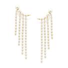 Brinco Rommanel Ear Cuff Pérolas Penduradas Folheado 526659