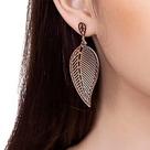 Brinco Rommanel Folha Vazada Maxi Banhado A Ouro 18k Lindo Elegante 523768