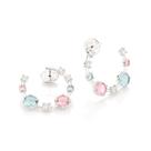 Brinco Rommanel Folheado a Platina Meia Argola Com Cristais e Zirconias 320010