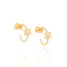 Brinco Rommanel Meia Argola Com Flor Folheado a Ouro 526503