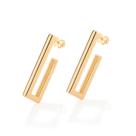 Brinco Rommanel Meia Argola Retangular Folheado Ouro 527102