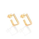 Brinco Rommanel Retangular Banhado A Ouro 18k Feminino 527232