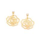 Brinco Rosa Vazada Com Cristal Folheado Ouro Rommanel 523542