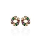 Brinco semicirculo colorido banhado a ouro 18k