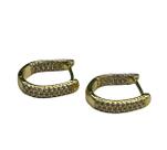 Brinco semijóia Argola Oval Cravejadao Zirconia Banhado