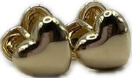 Brinco semijóia coração liso 10 mm Banhado Ouro