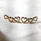 Brinco semijóias ear cuff corações