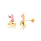 Brinco Sereia Infantil Com Resina Rosa Folheado A Ouro Brinco Sereia Infantil Com Resina Rosa Folheado A Ouro
