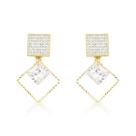 Brinco Sofisticado Zirconia Quadrada Banhada a Ouro 18k Brinco Sofisticado Zirconia Quadrada Banhada a Ouro 18k