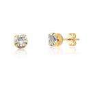 Brinco Solitaire de Cristal Revestido em Ouro