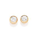 Brinco Solitário Banhado a Ouro com Zircônia Rommanel 527625 Cor:Dourado