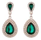 Brinco Strass Dourado Com Verde Madrinha Festa Luxo B19