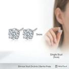 Brinco Stud Zircônia 7mm Banho Prata 925
