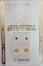 Brinco studex classic 3mm bezel verde esmeralda medio dourado cor:dourado